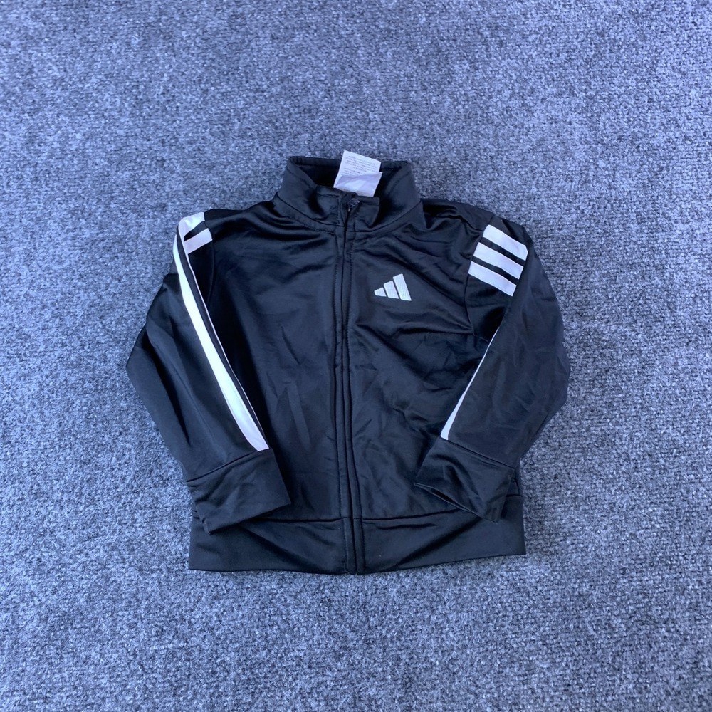 Adidas Track Jacket Kids 18M Black White Logo 3-Stripes Full Zip Performance
